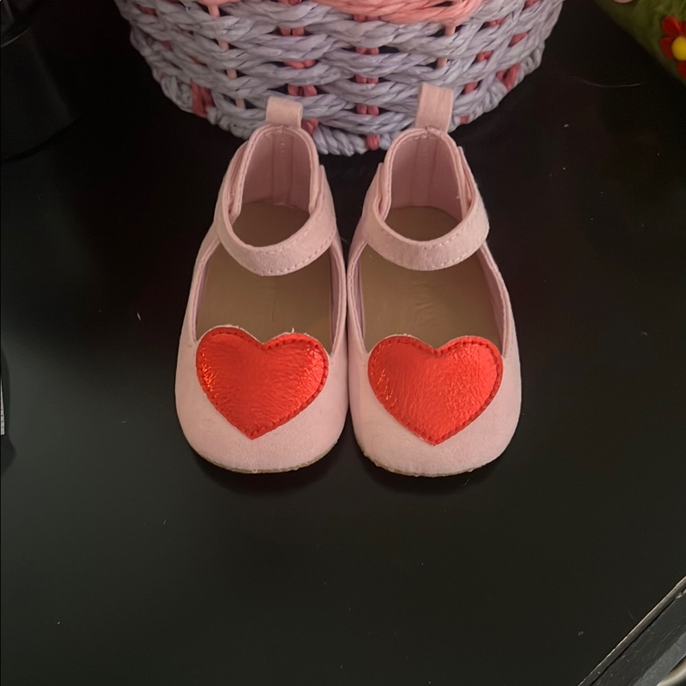 Old Navy Pink and Red Dress Shoes with Heart Design
